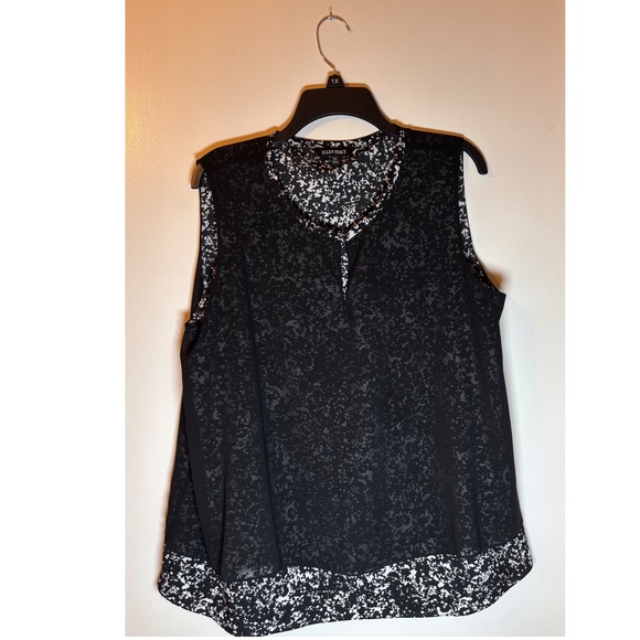 Ellen Tracy Black & White Floral Sleeveless Blouse Top Plus Size XL - Picture 2 of 12
